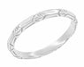 Art Deco Floral Geometric Wedding Band in 14 Karat White Gold