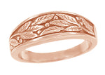 1960's Mid Century Design Men's 14 Karat Rose Gold Carved Olive Leaves Band - 6.8mm