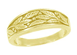 Men's 1960's Mid Century Modern Carved Olive Leaves Ring in 14 Karat Yellow Gold - 6.8mm Wide