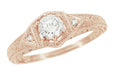 Art Deco 1/3 Carat Diamond Filigree Ring Setting in 14 Karat Rose ( Pink ) Gold