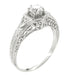 Art Deco Filigree Antique Platinum Engagement Semimount Ring Design for a 1/3 Carat Diamond