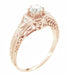 Engraved Filigree Art Deco Hexagonal Rose Gold 0.39 Carat Diamond Engagement Ring
