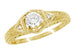 Art Deco Filigree Wheat and Scrolls Diamond Engraved Engagement Ring in 18 Karat Yellow Gold | 1920's Design