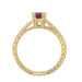 Art Deco Ruby and Diamonds Engraved Engagement Ring in 18 Karat Yellow Gold