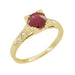 Art Deco Ruby and Diamonds Engraved Engagement Ring in 18 Karat Yellow Gold