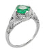 Art Deco Emerald Engraved Filigree Ring in Platinum