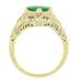 Art Deco Emerald Engraved Filigree Engagement Ring in 14 Karat Yellow Gold