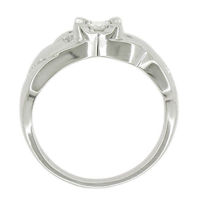 Vintage Retro Moderne Starburst Diamond Solitaire Wide Band Ring in 14 Karat White Gold - Item: R413 - Image: 2