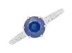 Edwardian High Set Solitaire Blue Sapphire Engagement Ring in Platinum