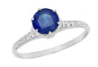 Edwardian High Set Solitaire Blue Sapphire Engagement Ring in Platinum