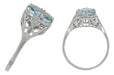 1920's Art Deco Filigree Rectangular Aquamarine Ring in Platinum