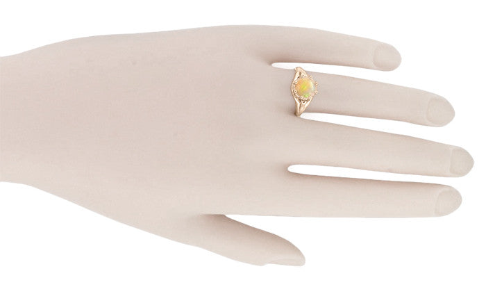 Vintage Style Regal Crown Opal Engagement Ring in 14 Karat Rose Gold - Item: R419Ro - Image: 5