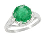 Regal Emerald Crown Engagement Ring in 14 Karat White Gold