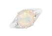 Vintage Crown White Opal Engagement Ring in White Gold - R419WO