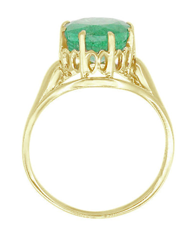 Vintage Style Regal Crown Emerald Engagement Ring in 14 Karat Yellow Gold - alternate view