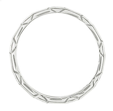Vintage Inspired Art Deco Floral Geometric Carved Wedding Band in Platinum - SIze 6.5 - alternate view