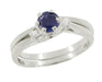 Vintage Mid Century Sapphire and Diamond Wedding Set in 14 Karat White Gold