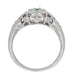 1920's Style Art Deco Low Dome Filigree Emerald Ring in Platinum