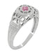 Art Deco Low Dome Platinum Filigree Pink Sapphire Ring