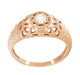 14 Karat Rose Gold Art Deco Low Dome Filigree White Sapphire Ring