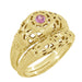 Art Deco Filigree Pink Sapphire Ring in 14 Karat Yellow Gold