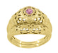 Art Deco Filigree Pink Sapphire Ring in 14 Karat Yellow Gold