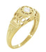 1920's Art Deco Low Dome Yellow Gold Filigree White Sapphire Ring
