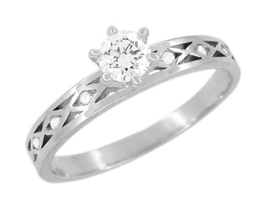 Joyful Diamonds 1/4 Carat Engagement Ring in 14 Karat White Gold - 1960's Design