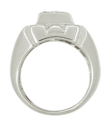 Vintage Mid Century Men's Diamond Ring in 14 Karat White Gold - alternate view