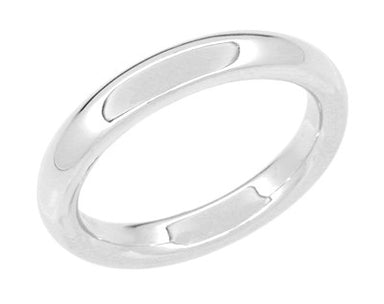 Size 4 - Women's 3 mm Heavy "Comfortable Fit" Wedding Band in 14 Karat White Gold