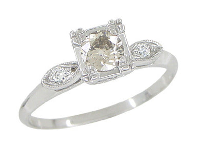 Retro Moderne 14 Karat White Gold Antique Diamond Engagement Ring - alternate view