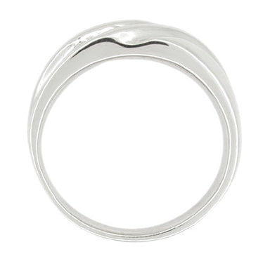 Vintage Retro Moderne Men's Diamond Set Wave Ring in 14 Karat White Gold - alternate view