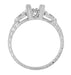 Loving Hearts Art Deco 1 Carat Round or Princess Cut Diamond Engraved Antique Style Platinum Engagement Ring Setting