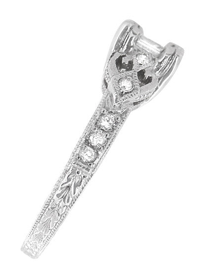 Loving Hearts 3/4 Carat Princess Cut Diamond Antique Style Engraved Platinum Engagement Ring - Item: R459PD - Image: 3