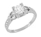 Loving Hearts 1 Carat Princess Cut Diamond Antique Style Engraved Art Deco Engagement Ring in 18K White Gold