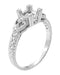 Loving Hearts 1/2 Carat Diamond Engraved Vintage Style Engagement Ring Setting in White Gold | 5.0mm Round or 4.5mm Square Princess Mounting