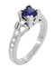 Vintage Inspired Loving Hearts Square Princess Cut Blue Sapphire Carved Art Deco Engagement Ring in 18 Karat White Gold