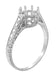 Royal Crown 3/4 Carat Antique Style Engraved Engagement Ring Setting in White Gold - 6mm