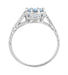 Royal Crown 1 Carat Aquamarine Antique Style Engraved Engagement Ring in 18 Karat White Gold