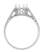 Royal Crown 1 - 1.25 Carat Antique Style Engraved Platinum Engagement Ring Setting