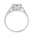 Platinum 1 Carat Aquamarine Royal Crown Antique Style Engraved Engagement Ring