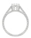 Art Deco 3/4 Carat Antique Style Engraved Crown Engagement Ring in 18 Karat White Gold