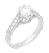 Art Deco 3/4 Carat Antique Style Engraved Crown Engagement Ring in 18 Karat White Gold