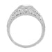 Art Deco Engraved Filigree Diamond Low Profile Engagement Ring in White Gold - 14K or 18K