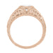 Art Deco Engraved Filigree Diamond Engagement Ring in 14 Karat Rose ( Pink ) Gold