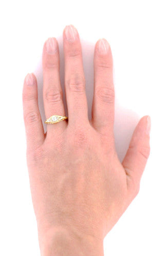 1920's Art Deco Engraved Filigree Yellow Gold 1/3 Carat Diamond Engagement Ring - Item: R464Y14-LC - Image: 3
