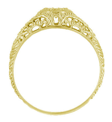 1920's Art Deco Engraved Filigree Yellow Gold 1/3 Carat Diamond Engagement Ring - alternate view