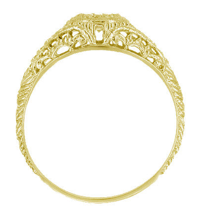 1920's Art Deco Engraved Filigree Yellow Gold 1/3 Carat Diamond Engagement Ring - Item: R464Y14-LC - Image: 2