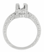 Art Deco Taper Edge Band Platinum Crown 3/4 Carat Diamond Engagement Ring Setting