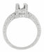 Art Deco Taper Edge Band Platinum Crown 3/4 Carat Diamond Engagement Ring Setting